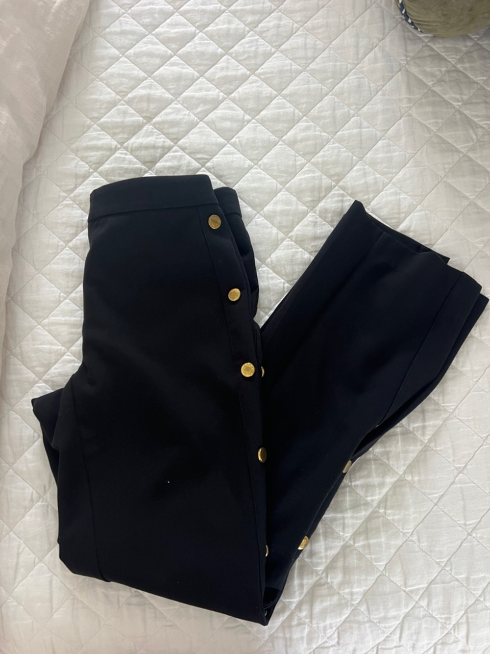 Ann Taylor Black Pants with Gold Button Trim